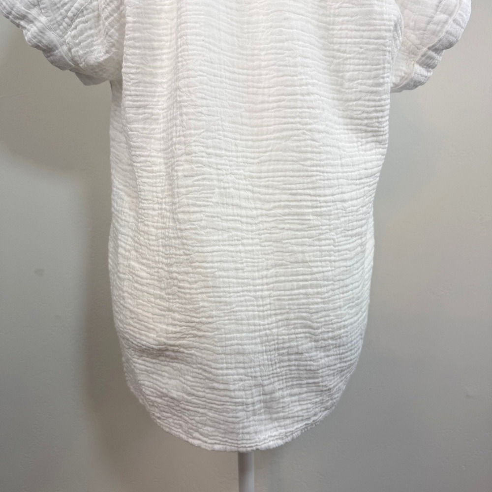 Lola River Cotton Gauze Button Up Shirt White Medium Coastal Beach Minimalist - Picture 9 of 14